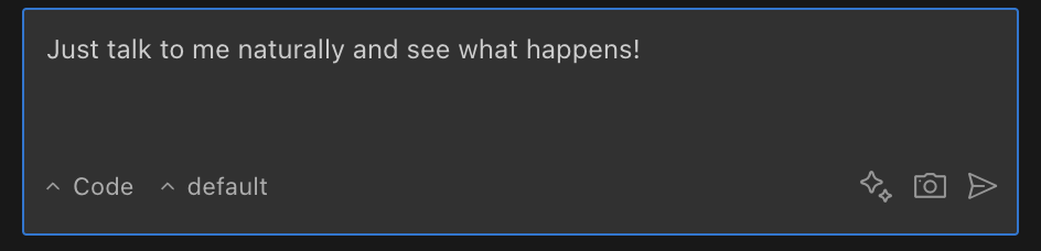 Example of typing a request in BIGGI